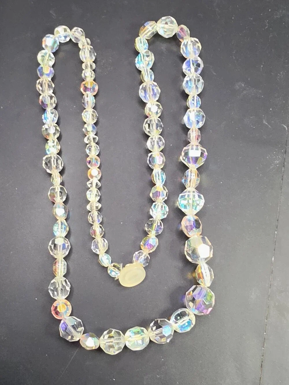 Aurora Crystal Bead Necklace - Iridescent Clear